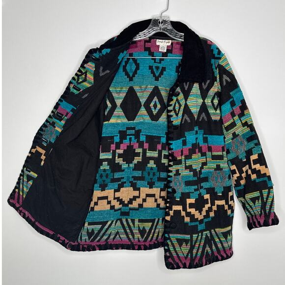 Vintage Jennifer & Grace Southwestern Aztec Woven Cotton Jacket Size Medium - Picture 10 of 16